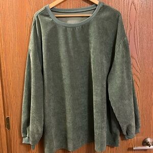 Green faux corduroy top